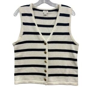 J‎ Crew Women's Striped Sweater Vest Nautical Preppy Minimalist Coastal Chic M